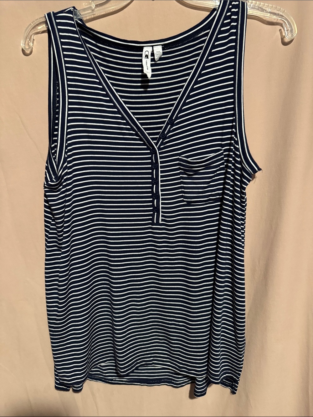 Cable & Gauge Navy and White Striped Henley Tank